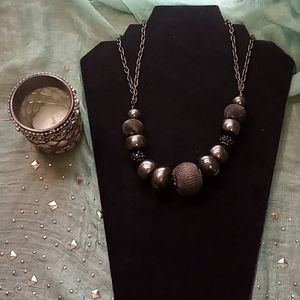 Gunmetal bead necklace